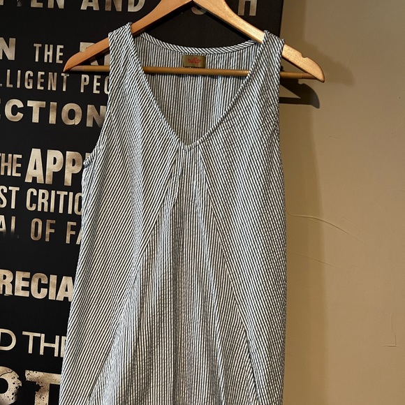 Tulip blue and white striped sleeveless midi boho dress size extra small - Picture 7 of 13